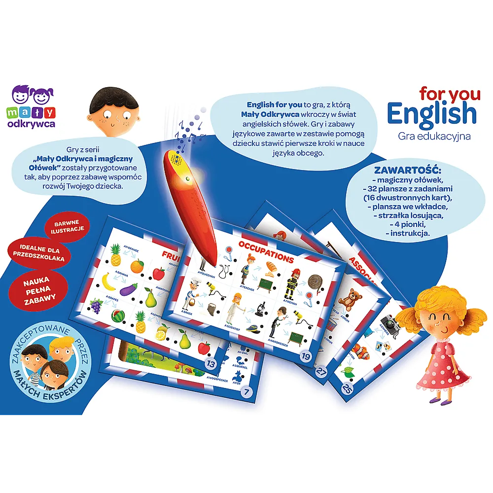 Zbliżenie na magiczny ołówek do gry edukacyjnej English for You Trefl