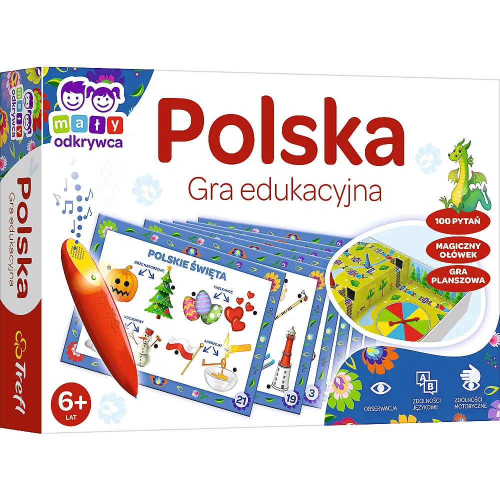 Gra edukacyjna Magiczny ołówek Polska Trefl 02114 z planszą i ołówkiem