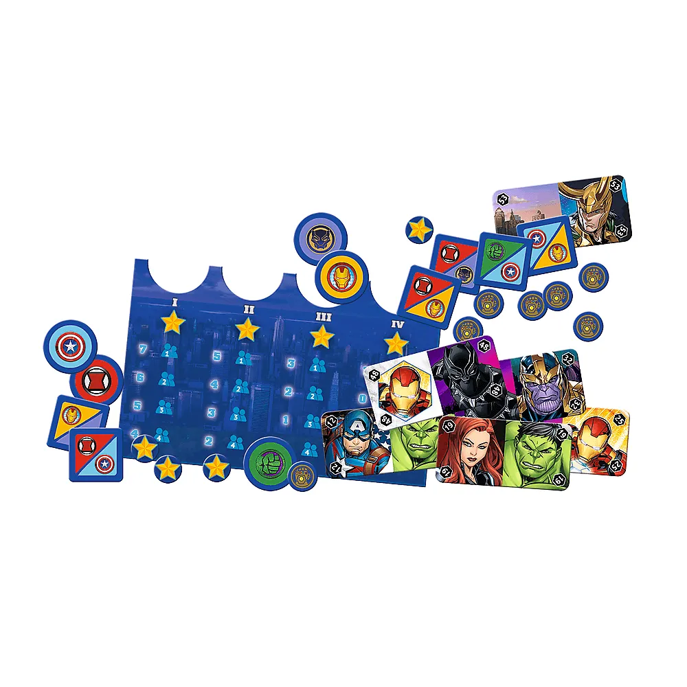 Elementy gry Battle for Manhattan Avengers marki Trefl na stole