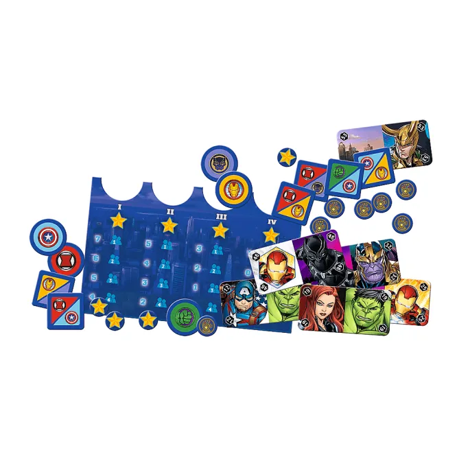 Elementy gry Battle for Manhattan Avengers marki Trefl na stole
