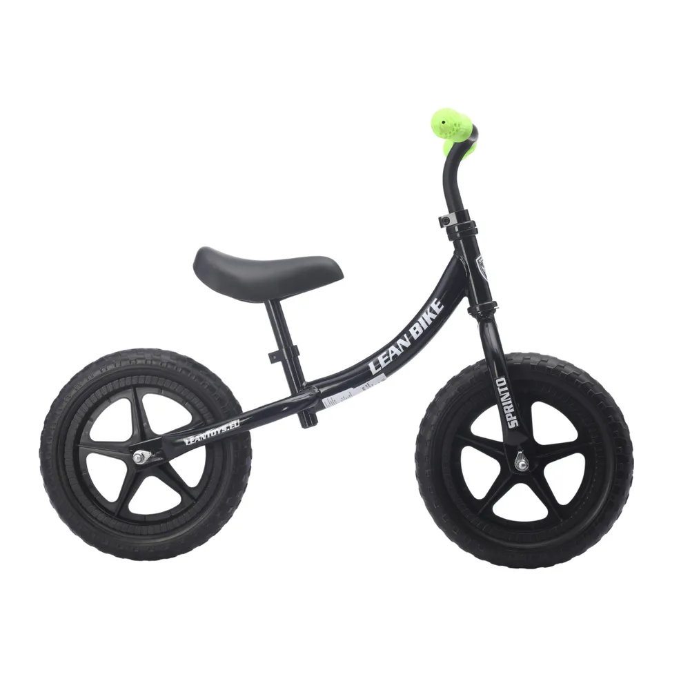 czarny rowerek biegowy SPRINTO dla dzieci 2-5 lat na białym tle