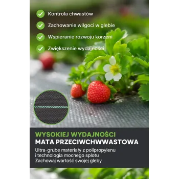 Wzmocniona tkanina przeciw chwastom, doskonała pod mulcz i ściółkę