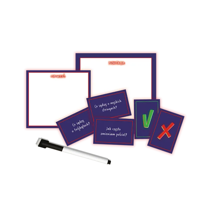 Elementy zestawu gry Niezły Blef Na Ostro leżące na stole