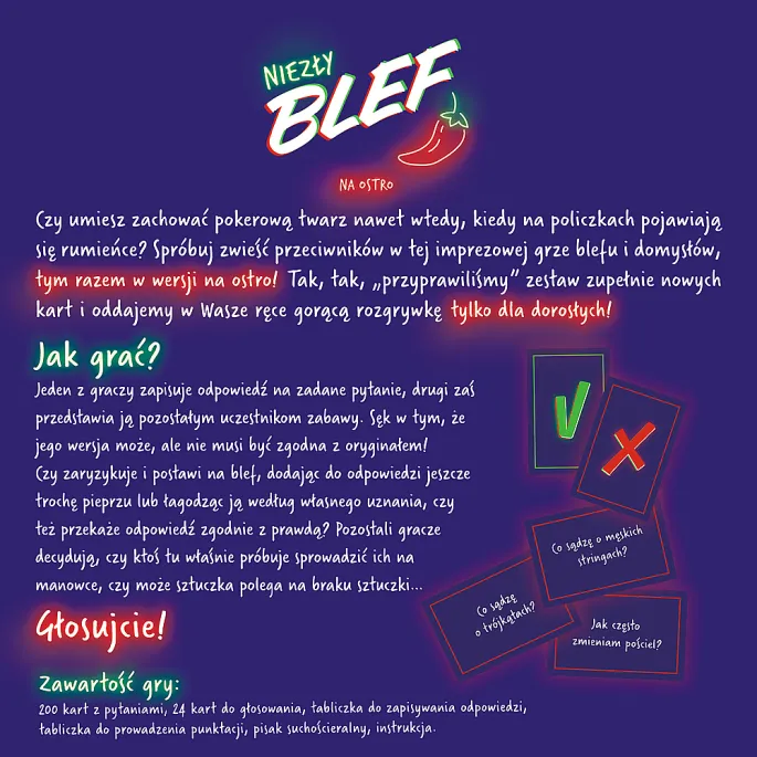 Plansza i karty do gry Niezły Blef Na Ostro przygotowane do rozgrywki