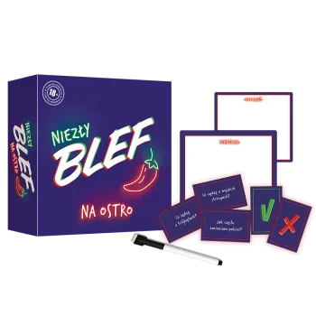 Zbliżenie na logo gry planszowej Niezły Blef Na Ostro Trefl