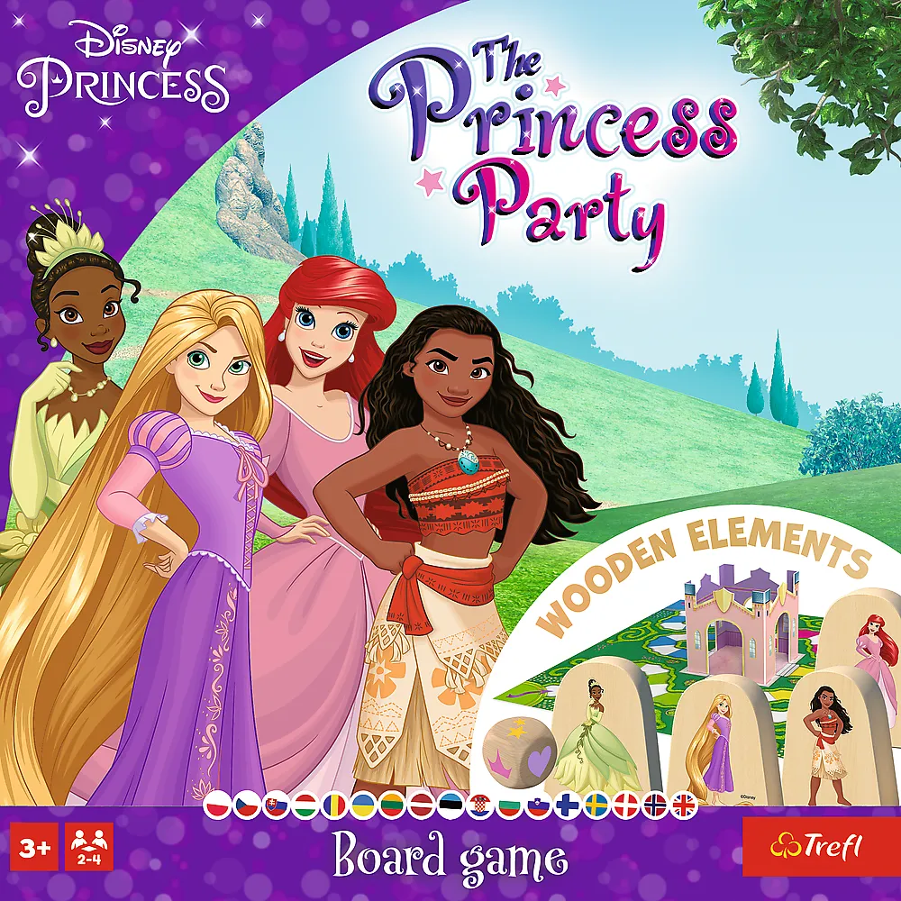 Pudełko gry Disney Princess Party z bajkowymi ilustracjami księżniczek