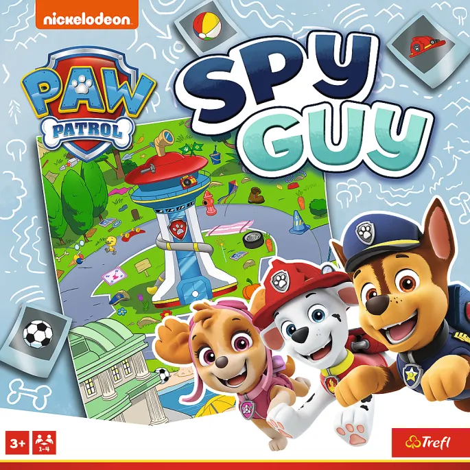 Dzieci grające w grę planszową Spy Guy Psi Patrol marki Trefl