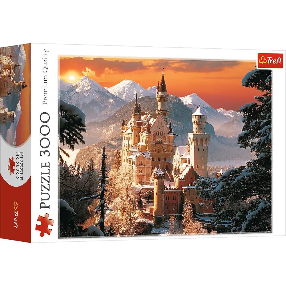 Puzzle 3000 elementów z zamkiem Neuschwanstein w zimowej aurze