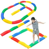 Kolorowa ścieżka sensoryczna z 16 deskami i elastycznymi łącznikami