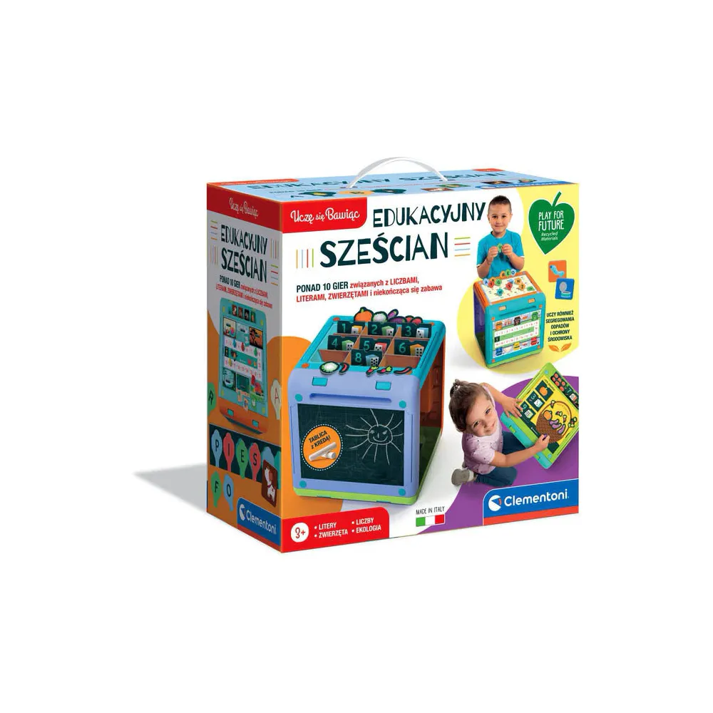 Edukacyjny sześcian Clementoni do nauki liter, cyfr i zasad ekologii
