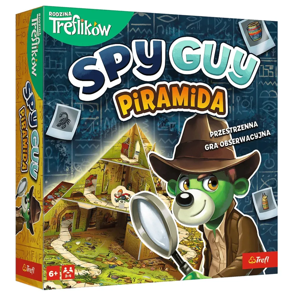 Pudełko gry rodzinnej Spy Guy Piramida Trefl na białym tle