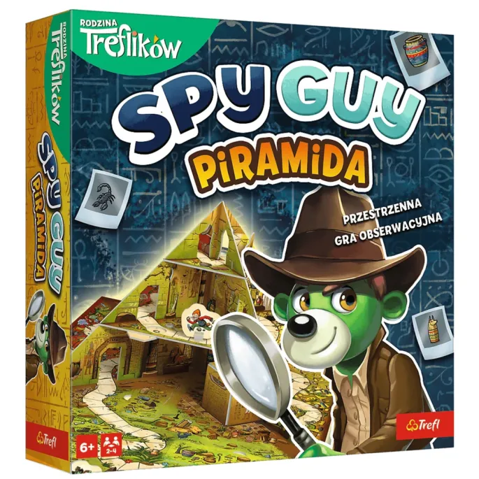 Pudełko gry rodzinnej Spy Guy Piramida Trefl na białym tle