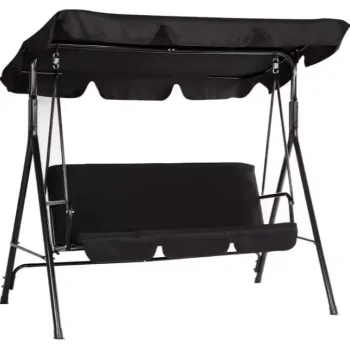 Huśtawka Trzyosobowa Ogrodowa Bujana Materac Czarna