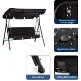 Trwała huśtawka ogrodowa ze stalowym stelażem i zadaszeniem