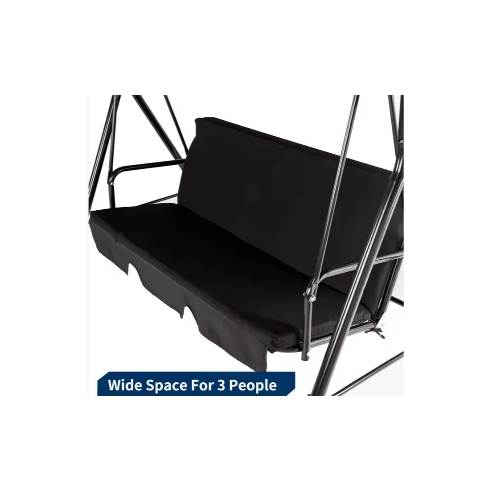 Czarna huśtawka bujana z grubym materacem do relaksu