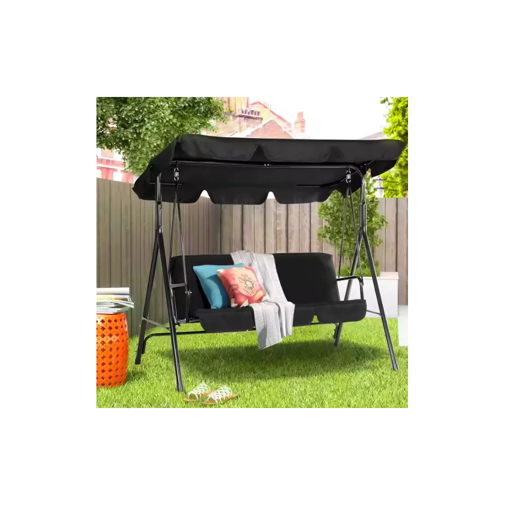 Funkcjonalna huśtawka do ogrodu z ochroną przeciwsłoneczną