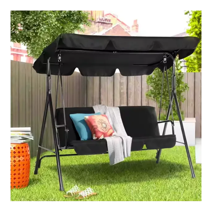 Funkcjonalna huśtawka do ogrodu z ochroną przeciwsłoneczną