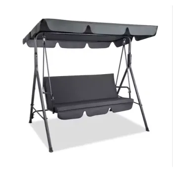 Huśtawka Trzyosobowa Ogrodowa Bujana Materac Szara