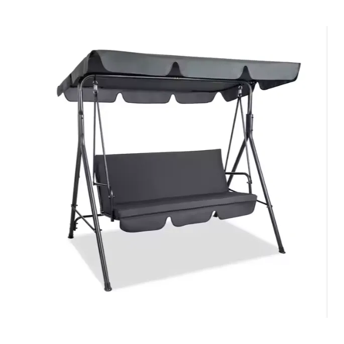 Relaxacyjna huśtawka ogrodowa bujana z zadaszeniem dla trzech osób