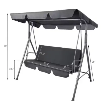 Nowoczesna huśtawka ogrodowa z miękkim materacem w szarym kolorze