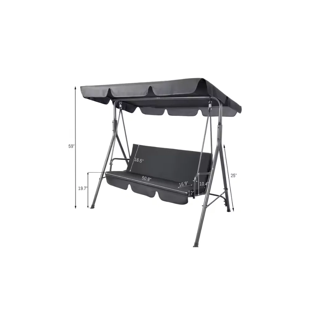 Nowoczesna huśtawka ogrodowa z miękkim materacem w szarym kolorze