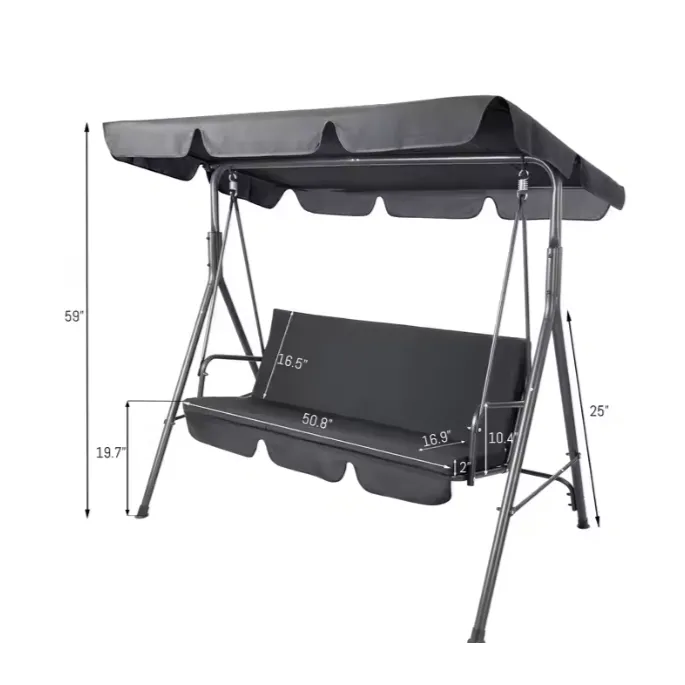 Nowoczesna huśtawka ogrodowa z miękkim materacem w szarym kolorze