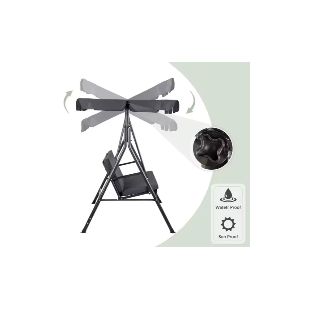 Huśtawka z wygodnym materacem na patio pod zadaszeniem