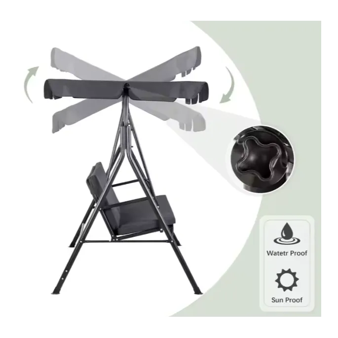 Huśtawka z wygodnym materacem na patio pod zadaszeniem