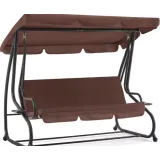 Solidna huśtawka z poduszkami i regulowanym daszkiem w plenerze