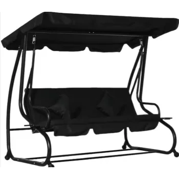 Huśtawka Czteroosobowa Ogrodowa Bujana Daszek Wolnostojąca Czarna