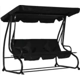 Huśtawka ogrodowa z regulowanym daszkiem na tarasie