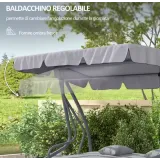 Nowoczesna szara huśtawka ogrodowa z regulacją daszka