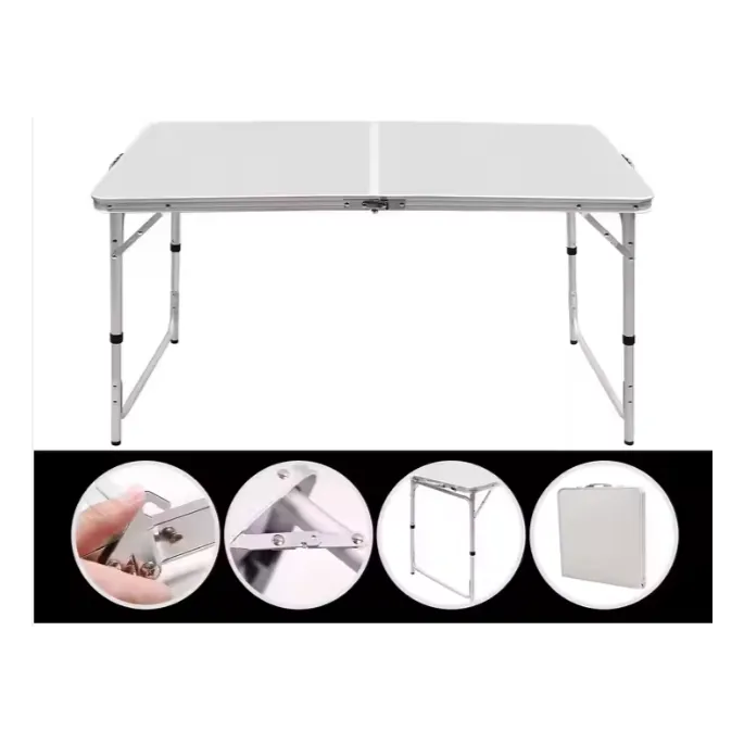 Zbliżenie na wytrzymały materiał blatu stołu kempingowego