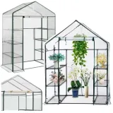 Mini szklarnia balkonowa ogrodowa z czterema półkami i folią PVC