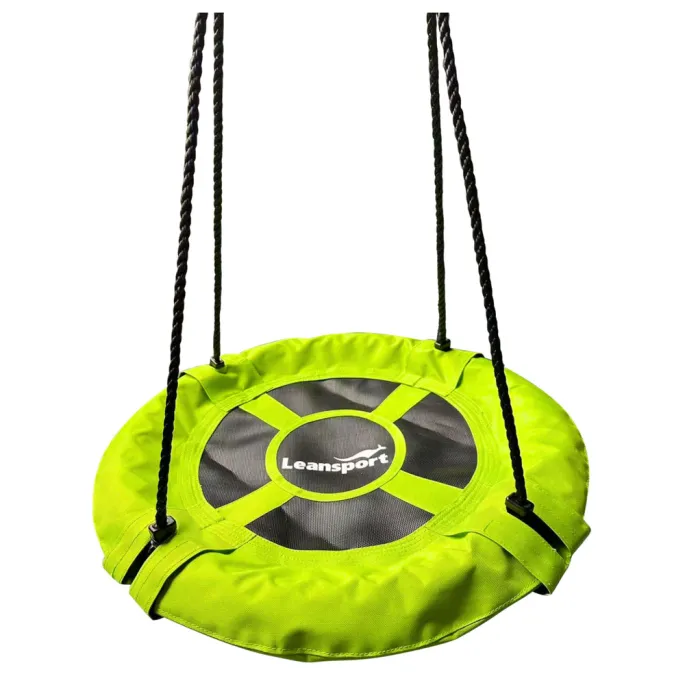 Stalowa huśtawka bocianie gniazdo zielona 60 cm wisząca na linach