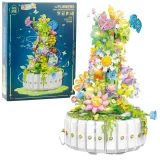 Klocki konstrukcyjne kwiatowa kompozycja z motylami i światłami LED 1399 elementów