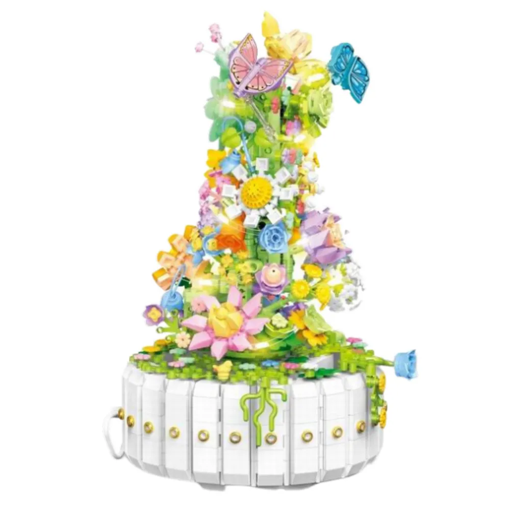 Zestaw do budowania kwiatowej dekoracji z podświetleniem LED i motylami