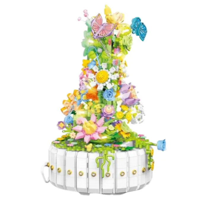 Zestaw do budowania kwiatowej dekoracji z podświetleniem LED i motylami