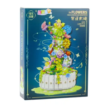 Klocki kreatywne ozdobna spiralna donica z kwiatami i oświetleniem LED