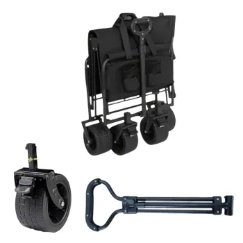 Praktyczny czarny wózek turystyczny składany z wytrzymałą konstrukcją