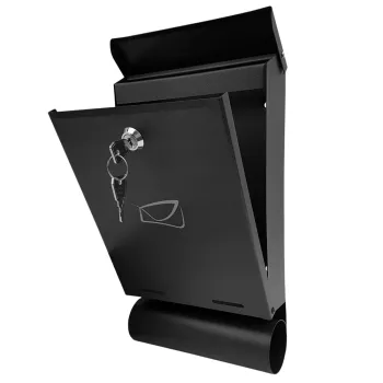 Praktyczna skrzynka na listy i gazety, czarna, z otworem na gazety