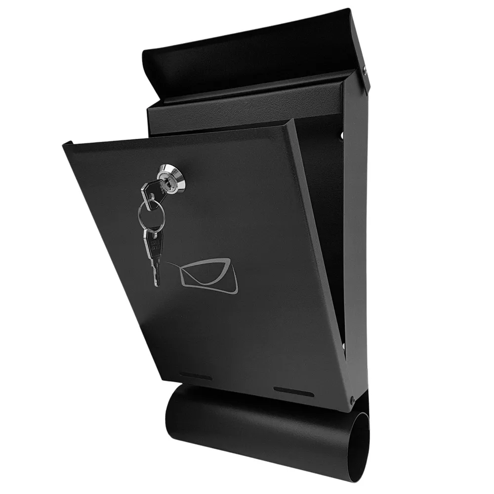 Praktyczna skrzynka na listy i gazety, czarna, z otworem na gazety