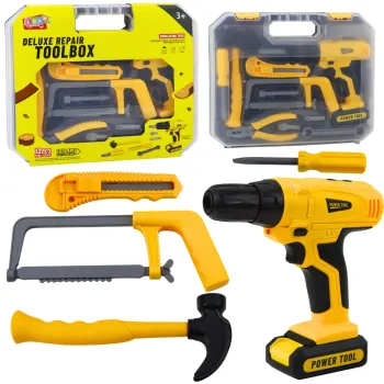 Zestaw narzędzi dla dzieci w walizce z wiertarko-wkrętarką i akcesoriami