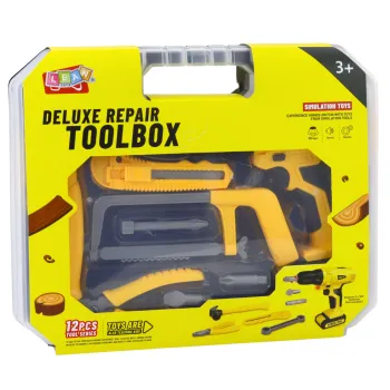 Wiertarko-wkrętarka zabawkowa z końcówkami oraz innymi narzędziami dla dzieci