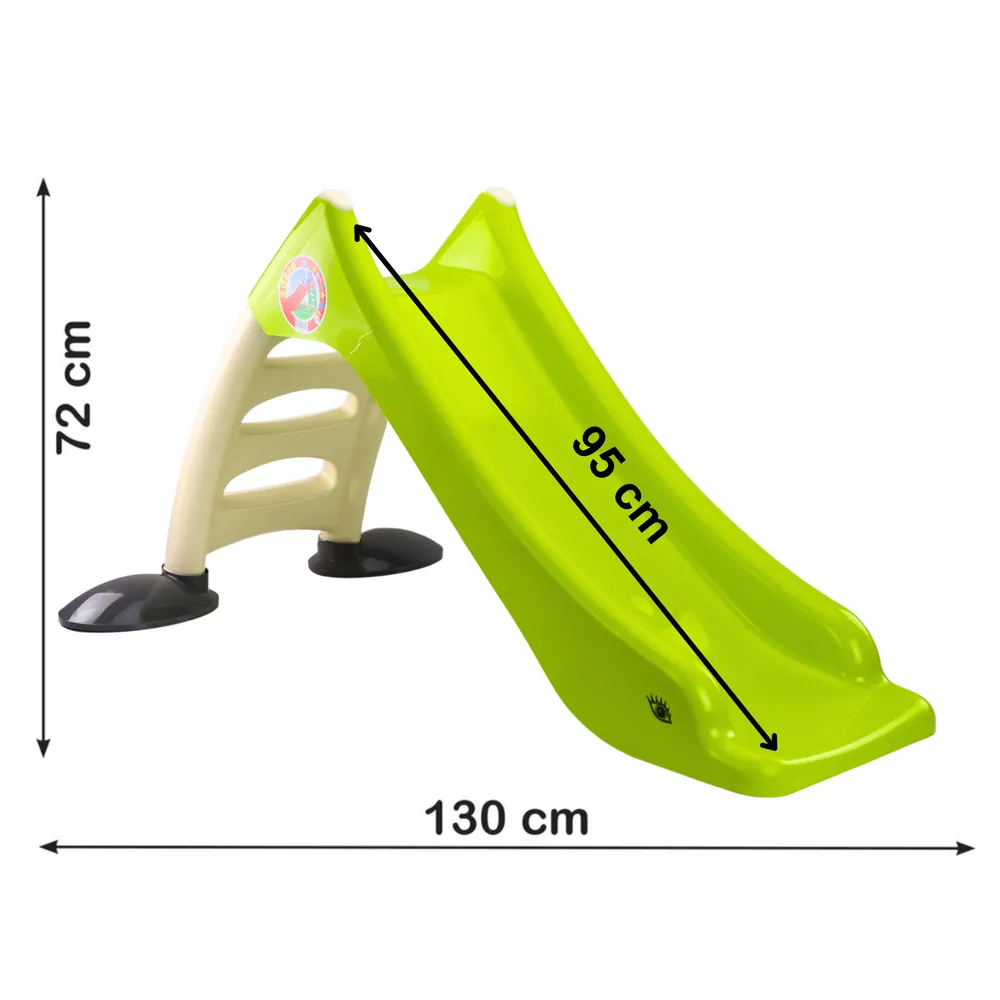 Kolorowa zjeżdżalnia dziecięca z różową drabinką, idealna do ogrodu