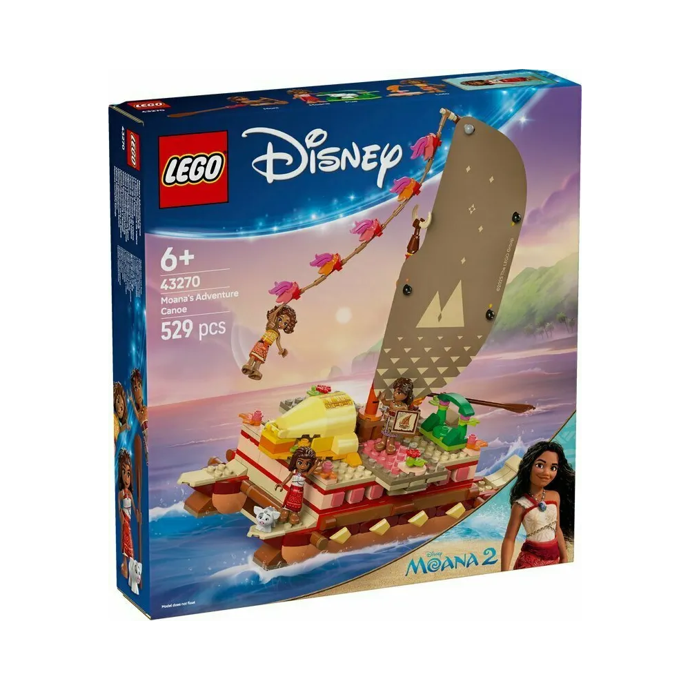 Zestaw LEGO 43270 Kajakowa przygoda Vaiany z łodzią i postaciami Disney