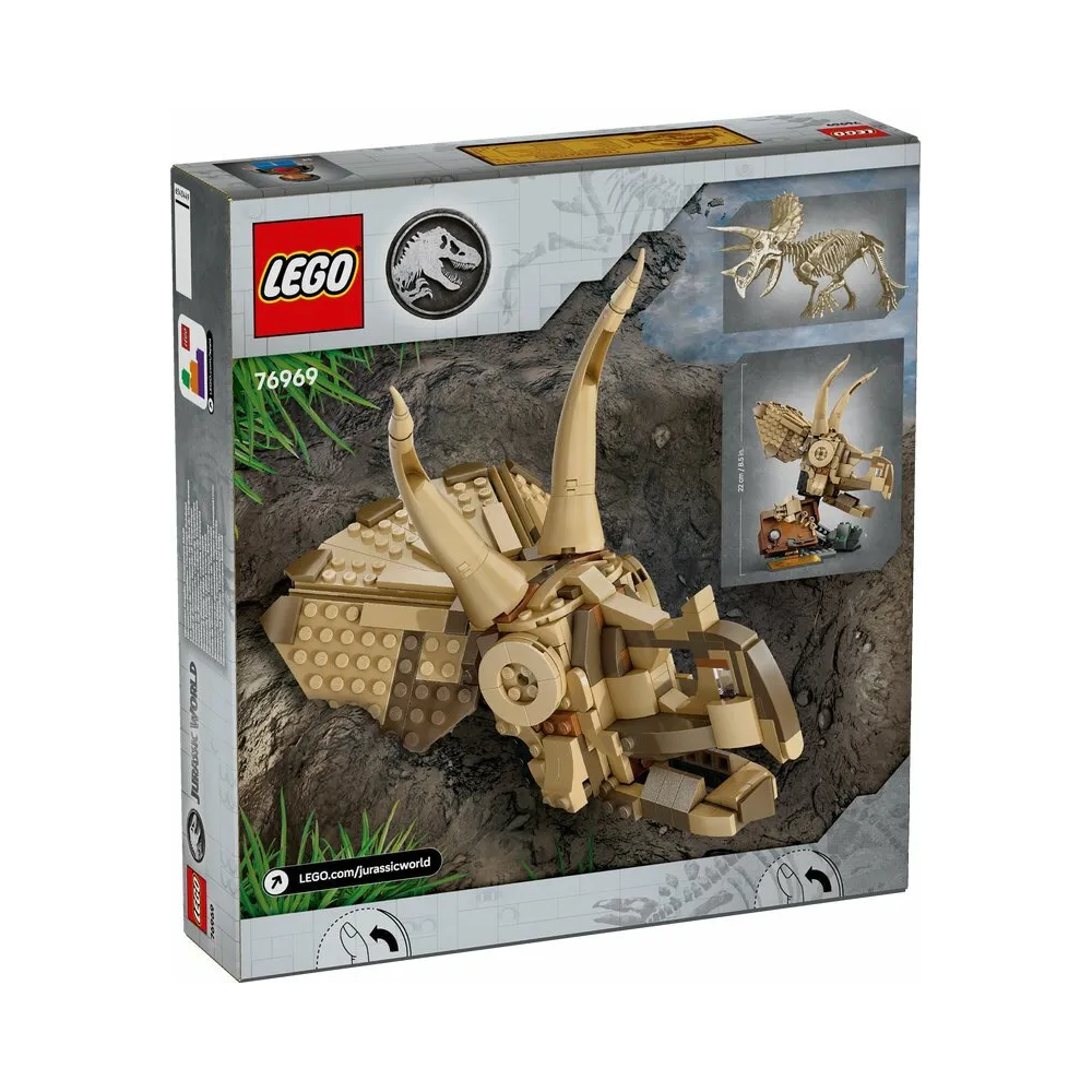Szkielet dinozaura LEGO 76969 z tabliczką i bursztynem z komarem