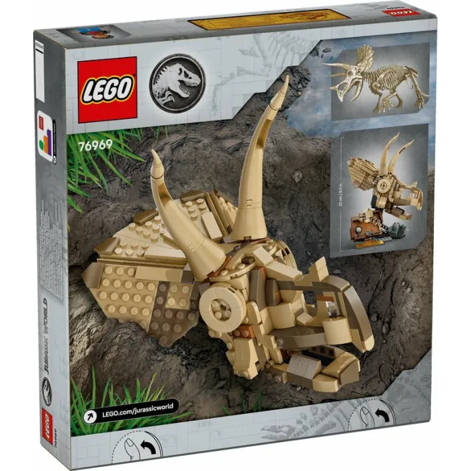 Szkielet dinozaura LEGO 76969 z tabliczką i bursztynem z komarem