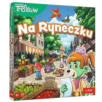 Gra planszowa Na Ryneczku Rodzina Treflików na kolorowym tle