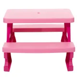 Stolik ogrodowy z dwoma ławkami dla dzieci w różowym kolorze